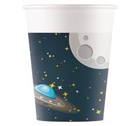 Procos 93735 FSC Planets Astronaut Rocket Space Party Paper Cups (200ml), 8 Pieces, Multicolour