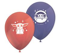 Procos 94093 Mandalorian Star Wars Grogu Balloons, Pack of 8, Diameter 21 cm, Printed, Purple, Green, Latex Balloons, Birthday, Decoration