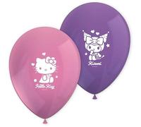 Procos 98241 Balloons Hello Kitty Kuromi, Pack of 8, Diameter 21 cm, Printed, Red, Blue, Latex Balloons, Birthday, Decoration