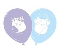 Procos 98288 Squishmallows Balloons, Pack of 8, Diameter 21 cm, Printed, Lilac, Sky Blue, Latex Balloons, Birthday, Decoration