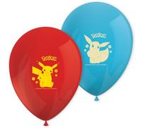 Procos 98396 Balloons Pokemon, Pack of 8, Diameter 21 cm, Printed, Red, Blue, Latex Balloons, Birthday, Decoration