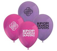 Procos 98651 K-Pop Demon Hunters Balloons, Pack of 8, Diameter 21 cm, Printed, Pink, Purple, Latex Balloons, Birthday, Decoration