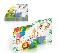 Procos - Animal Paper Napkins Jungle Balloons Party (33x33cm, Double Veil), 20 Pieces, Multicolored, 93782