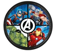 Procos Avengers Party Plates Size 23 cm Pack of 8 Disposable Paper Plates Children's Birthday Party Tableware FSC® Mix