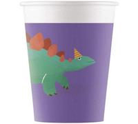 Procos Dinosaur Roar Paper Party Cup (Pack Of 8) Purple/white (One Size)