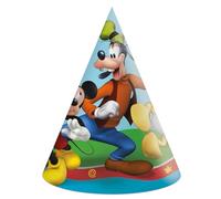 Procos 35067 Disney Mickey Rock the House Party Cone Caps FSC Paper 6 Pieces, multi-coloured