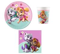 Procos DY10273867 - Paw Patrol Skye & Everest Party Set Small, Plates, Cups and Napkins, Table Decoration, Birthday Decoration