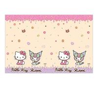 Procos Hello Kitty Kuromi Tablecloth as Decoration for Children's Birthday Parties and Themed Parties Size: 120 x 180 cm, Wipe-Clean, Reusable, Children's Birthday Party Table Cover