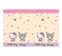 Procos Hello Kitty Kuromi Tablecloth as Decoration for Children's Birthday Parties and Themed Parties Size: 120 x 180 cm, Wipe-Clean, Reusable, Children's Birthday Party Table Cover