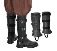 PROCOS Medieval Boots Cover Men's Pirate Viking Renaissance PU Leather Leg Armor Guard Costume Cosplay, Black, Small Narrow