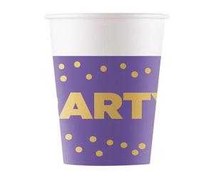 Procos Paper Dotted Party Cup (Pack Of 8) Purple/white/gold (One Size)