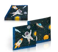 Procos - Paper Napkins FSC Rocket Planets Astronaut Rocket Space Party (33 x 33 cm, Double Veil), 20 Pieces, Multicoloured, 93736