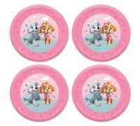 Procos - Paw Patrol Skye and Everest Plastic Plates, Pack of 4, Reusable Party Tableware for Birthday or Theme Party, Heroes on 4 Paws