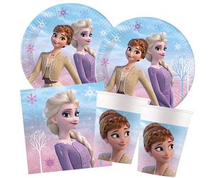 Procos - S Frozen 2 Wind Spirit Party Set, 52 Pieces, 16 Plates, 16 Cups, 20 Napkins, Disposable Tableware, Party Tableware, Table Decoration