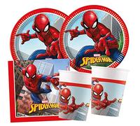 Procos - S Spider Man Crime Fighter Party Set, 52 Piece Set, 16 Plates, 16 Cups, 20 Napkins, Disposable Tableware, Party Tableware, Table Decoration