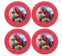 Procos - Spiderman Plastic Plates 4 Pack Reusable Party Tableware for Birthday or Theme Party Superhero