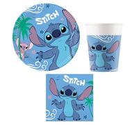 Procos - Stitch and Angel DY10251912 Party Tableware Set for Children's Birthday or Theme Party, Table Decoration, Multi-Colour, 52-Piece