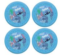 Procos - Stitch and Angel Plastic Plate, 4 Pieces, Reusable, Birthday Party or Themed Dishes