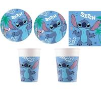 Procos Stitch Set 52 PCS 20PK 2PLY Paper Napkins 16 Plates 23 cm 16 Cups 200 ml