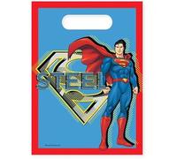 Procos Superman Plastic Party Loot Bags 23 x 16.5 cm Pack of 6 Multi-Coloured