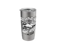 Procrastinate Now Panic Later Lazy Raccoon Stainless Steel Insulated Tumbler