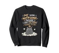 Procrastination Humor Too Many Things To Do Lazy Cat Sweatshirt