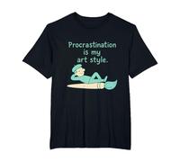 Procrastination is My Art Style Funny Cartoon T-Shirt, Men's Big and Tall, Black, 6X Tall