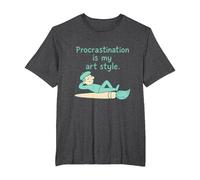 Procrastination is My Art Style Funny Cartoon T-Shirt, Men's Big and Tall, Dark Heather Grey, 6X Tall