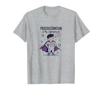 Procrastination is My Superpower Funny Superhero T-Shirt, Men, Heather Grey, 3XL
