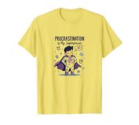 Procrastination is My Superpower Funny Superhero T-Shirt, Men, Lemon, L