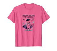 Procrastination is My Superpower Funny Superhero T-Shirt, Men, Pink Heather, 3XL
