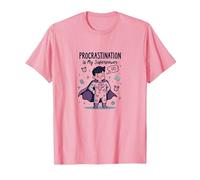 Procrastination is My Superpower Funny Superhero T-Shirt, Men, Pink, XXL