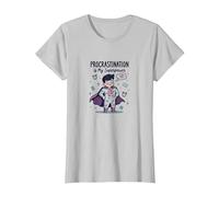 Procrastination is My Superpower Funny Superhero T-Shirt, Women, Silver, 3XL