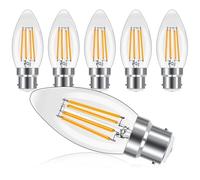 ProCrus B22 LED Candle Light Bulbs Bayonet Cap 4W,35W Equivalent,Warm White 2700K,Bayonet Dimmable Led Bulb,C35 Filament LED Candle Bulb,350LM,Clear Glass,6 Pack