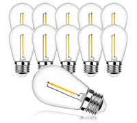 ProCrus E27 S14 LED Filament Light Bulbs,1W Vintage Edison Bulb,Warm White Retro Light Bulbs,5W Incandescent Equivalent,Plastic,for Outdoor String Lights Replacement Bulb,Pack of 10