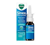 Procter & Gamble Vicks Nasal Spray, Sinex Micromist Decongestant Nose Spray For Blocked Nose With Oxymetazoline, Unblocks The Nose Fast, Blocked Nose Relief, Cold Virus Blocker, Menthol Aroma, 15 ml