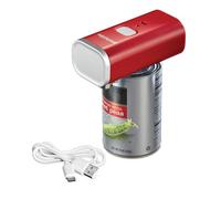 Proctor Silex Automatic Electric Can Opener, Hands Free Cordless Operation & USB Rechargeable, Self-Aligning, Cut Smooth Touch Lid Edges, Compact and Easy to Store, Red