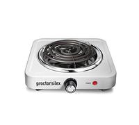 Proctor Silex Electric Single Burner Cooktop, Compact and Portable, Adjustable Temperature Hot Plate, 1200 Watts, 34106, White & Stainless