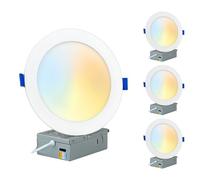 PROCURU 4-Pack 6-Inch 2700K-6000K LED Color Selectable Ultra-Thin Recessed Ceiling Downlight with J-Box, Dimmable Can-Killer Downlight