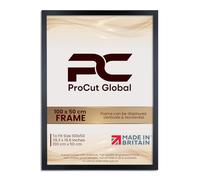 Procut Global 100X50CM Black Picture Frames - Modern Wooden Photo Frame with Shatterproof Perspex for Wall or Tabletop - Perfect for Posters, Certificates, Prints - Sizes & Colors Available