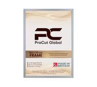 Procut Global 100x70CM Silver Picture Frames - Classic Wooden Photo Frame with Shatterproof Perspex for Wall or Tabletop - Perfect for Posters, Certificates & Prints - Sizes & Colors Available