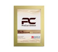 Procut Global 11X9 Gold Picture Frames - Modern Wooden Photo Frame with Shatterproof Perspex for Wall or Tabletop - Perfect for Posters, Certificates, Prints - Sizes & Colors Available