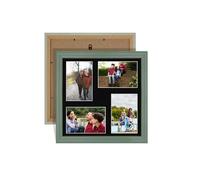 Procut Global 12x12" Classic Green Photo Frame For Multiple Pictures | Black Mount with 4 Apertures to Fit 6x4" Photos, Multi Aperture Collage Frame for Friends & Family Photos - Wall Hanging