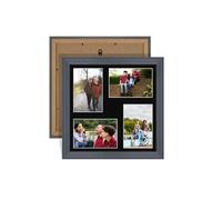 Procut Global 12X12 Dark Grey Photo Frames For Multiple Pictures with Black Mount-Classic Collage Frame with 4 Apertures (4x) 6X4-Engineered Wood with Shatterproof Perspex