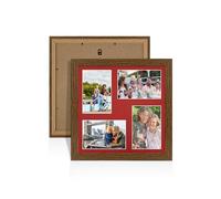 Procut Global 12X12 Dark Oak Photo Frames For Multiple Pictures with Crimson Mount-Wall Hanging Collage Frame with 4 Apertures (4x) 6X4-Engineered Wood with Shatterproof Perspex
