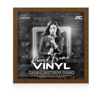 Procut Global 12X12" Dark Oak Vinyl Record Frame for LP Album Covers - Display Photo & Picture Frames - Engineered Wood, Shatterproof Perspex Front - Modern CD Display for Music Lovers
