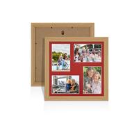 Procut Global 12X12 Light Oak Photo Frames For Multiple Pictures with Crimson Mount-Wall Hanging Collage Frame with 4 Apertures (4x) 6X4-Engineered Wood with Shatterproof Perspex