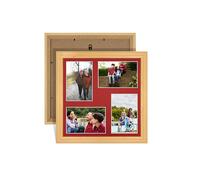 Procut Global 12X12 Light Oak Photo Frames For Multiple Pictures with Crimson Mount-Wall Hanging Collage Frame with 4 Apertures (4x) 6X4-Engineered Wood with Shatterproof Perspex