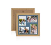 Procut Global 12X12 Light Oak Photo Frames For Multiple Pictures with Pompadour Mount-Modern Collage Frame with 4 Apertures (4x) 6X4-Engineered Wood with Shatterproof Perspex