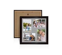 Procut Global 12X12 Matte Black Photo Frames For Multiple Pictures with Silver Mount-Modern Collage Frame with 4 Apertures (4x) 6X4-Engineered Wood with Shatterproof Perspex
